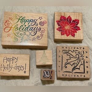 Holiday Rubber Stamp Set with Colorful Designs